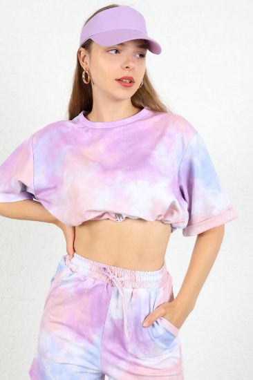 Picture of 2 Thread Knitting Material Oversize Loose Bulut Patterned Woman Crop Lilac
