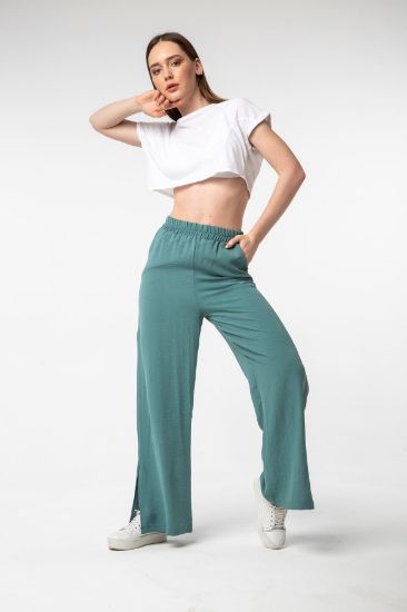Picture of Aerobin Material Loose Kalıp Yırtmaç Detailed Woman Trousers Mint