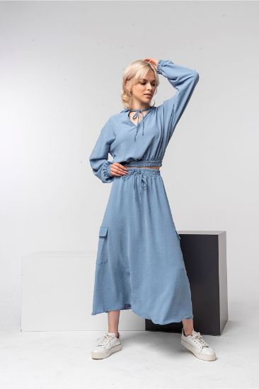 Picture of Aerobin Material Midi Size Loose Kalıp Woman Skirt Blue