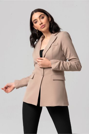 Picture of Atlas Material&#x20; Basen Size Classical Shirred Sleeve Woman Jacket Beige