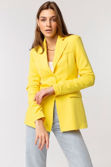 Picture of Atlas Material&#x20; Basen Size Classical Shirred Sleeve Woman Jacket Yellow
