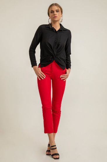 Picture of Atlas Material Bilek Size Skinny Kalıp Woman Trousers Red
