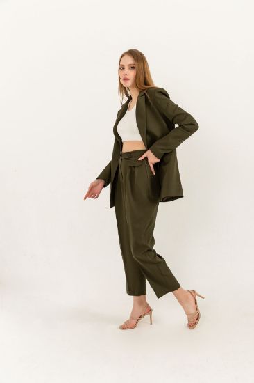 Picture of Atlas Material Bilek Size Havuç Cut Woman Trousers Khaki