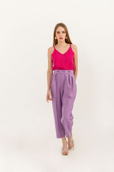 Picture of Atlas Material Bilek Size Havuç Cut Woman Trousers Lilac
