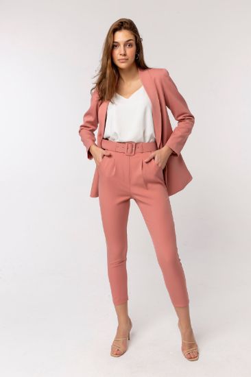Picture of Atlas Material Bilek Size Belted Woman Trousers Powder