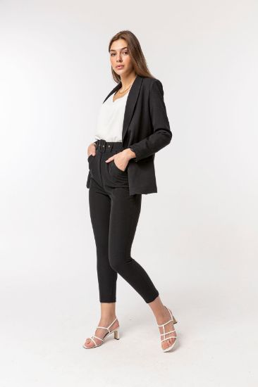 Picture of Atlas Material Bilek Size Belted Woman Trousers Black