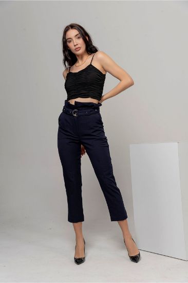 Picture of Atlas Material Classical Yüksel Waist Woman Trousers Navy Navy Blue