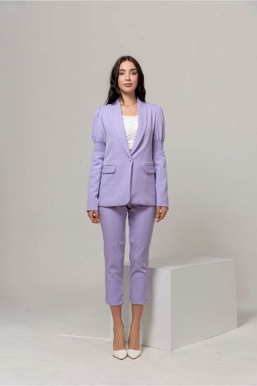 Picture of Atlas Material Classical Yüksel Waist Woman Trousers Lilac
