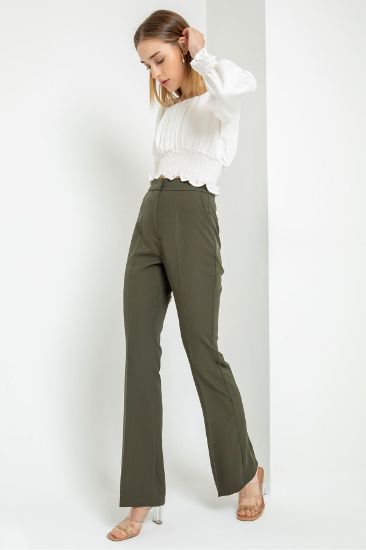 Picture of Atlas Material Long Maxi Size Flare Trotter Woman Trousers Khaki