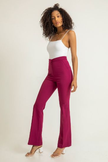 Picture of Atlas Material Long Maxi Size Flare Trotter Woman Trousers Plum