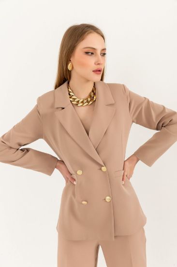 Picture of Atlas Material Long Maxi Sleeved Basen Size Woman Blazer Jacket Mink