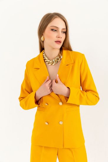 Picture of Atlas Material Long Maxi Sleeved Basen Size Woman palazzo Jacket Mustard Mustard Yellow