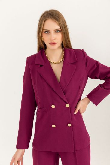 Picture of Atlas Material Long Maxi Sleeved Basen Size Woman palazzo Jacket Plum