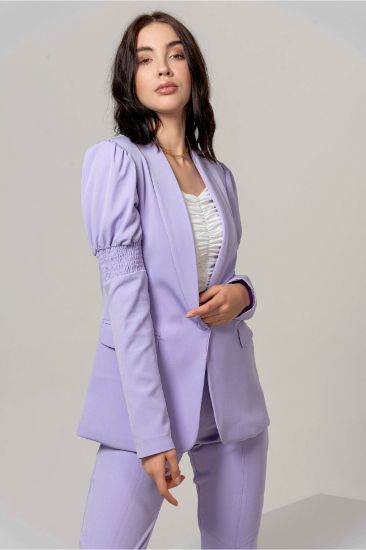 Picture of Atlas Material Long Maxi Sleeved Basen Size Classical Gipeli Woman Jacket Lilac