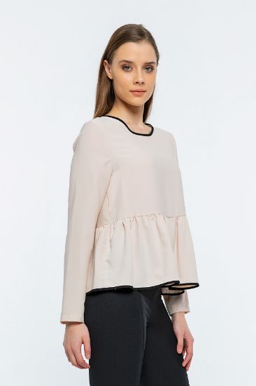 Picture of piping Loose Work Blouse
