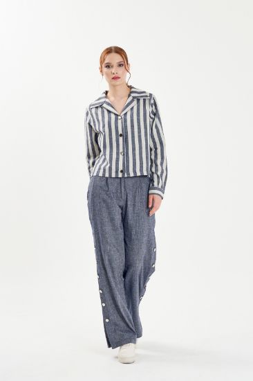 Picture of Striped Linen Shirt Trousers Suit