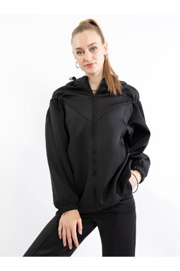 Picture of Scuba Material Zipped sweatshirt Black