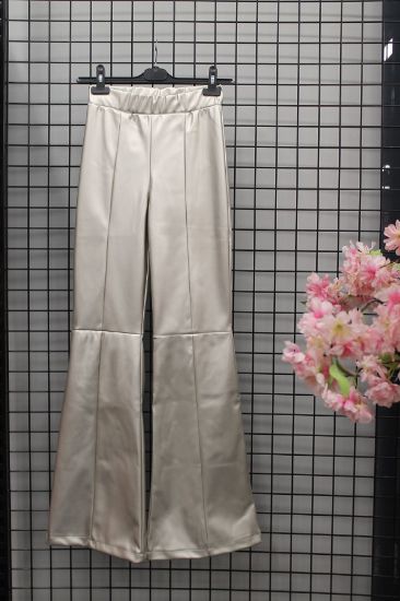 Picture of Leather Material Long Maxi Size skinny Fit Flare Woman Trousers Silver