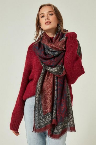 Picture of Patterned Woman Shawl Bordeux Maroon