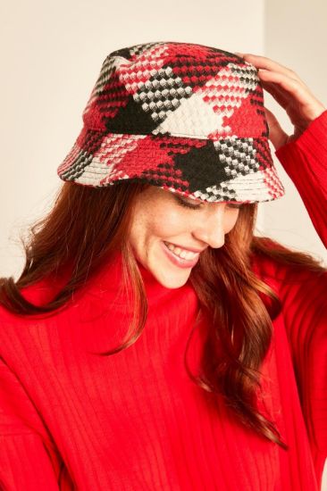 Picture of Plaid Pattern Cachet Woman Bucket Hat Red