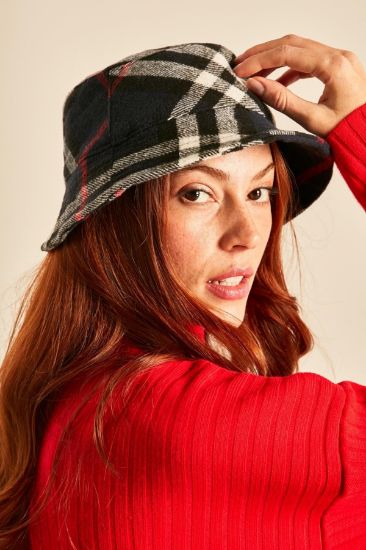 Picture of Plaid Pattern Cachet Woman Bucket Hat Navy Navy Blue
