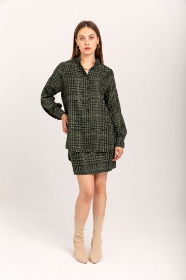 Picture of Plaid Material Mini Size Plaid Plaid Woman Skirt Khaki