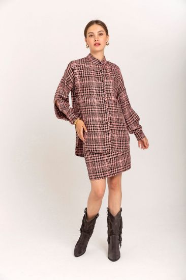 Picture of Plaid Material Mini Size Plaid Plaid Woman Skirt Powder