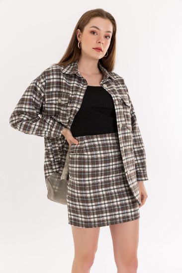 Picture of Plaid Oduncu Material Basen Six Size Plaid Woman Shirt Brown