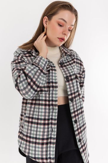Picture of Plaid Oduncu Material Basen Six Size Plaid Woman Shirt Navy Navy Blue