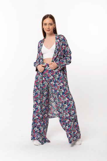 Picture of Empirme Material Long Maxi Sleeve Collarless Knee Six Size Çıtır flower Woman Kimonos Pink