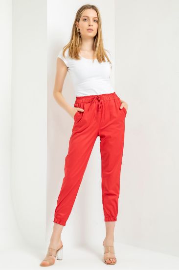 Picture of Erika Material Long Maxi Size Jogger trotter Elastic Woman Trousers Pomegranate Çiçeği