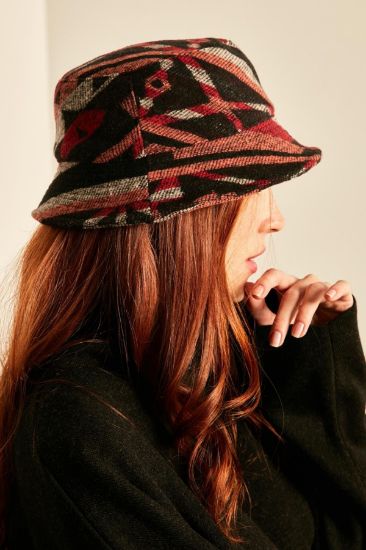 Picture of Ethnic Pattern Jacquard Woman Bucket Hat Red