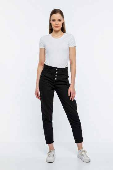 Picture of Gabardine Gabardine mom Cut three Buttoned Buttoned Trousers