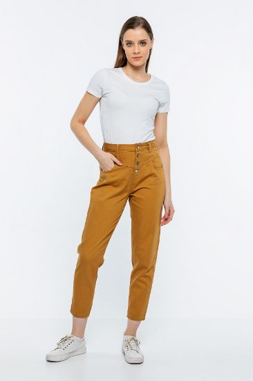 Picture of Gabardine Gabardine mom Cut three Buttoned Buttoned Trousers