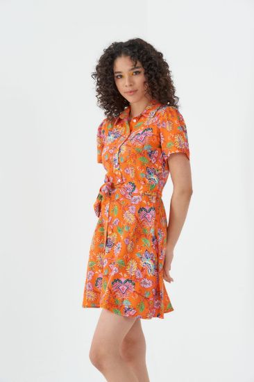 Picture of Shirt Neck Patterned Mini Dress