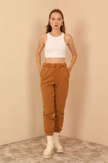 Picture of Kapitone Material Basen Six Size Woman Trousers Camel