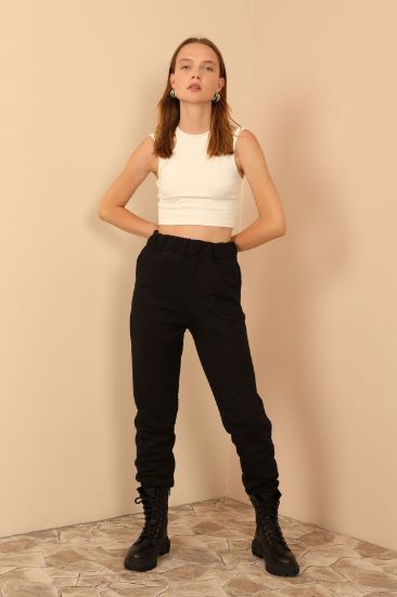 Picture of Kapitone Material Basen Six Size Woman Trousers Black