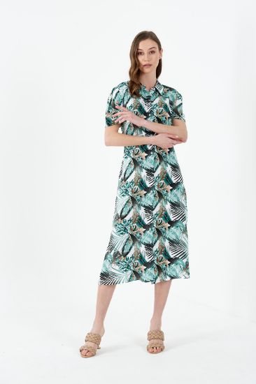 Picture of Watermelon Sleeve Patterned Midi Shirt Dress