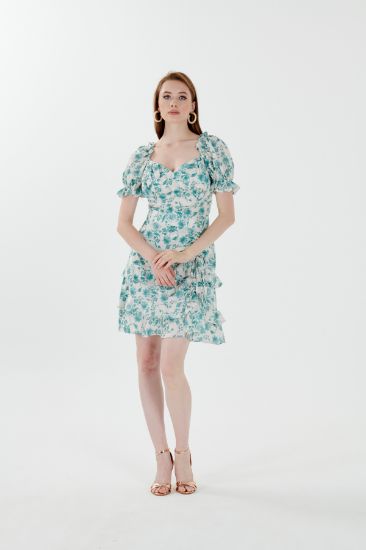 Picture of Watermelon Sleeve Patterned Viscose Mini Dress