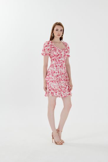 Picture of Watermelon Sleeve Patterned Viscose Mini Dress