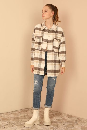 Picture of Cachet Woven Basen Six Size Oversize Loose Woman Shirt Beige