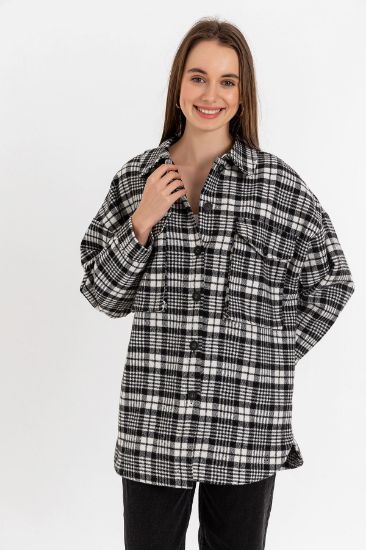 Picture of Cachet Woven Basen Six Size Oversize Loose Woman Shirt Black