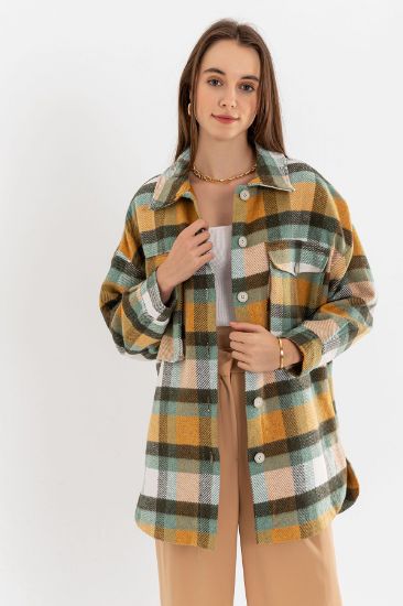 Picture of Cachet Woven Basen Six Size Oversize Loose Woman Shirt Tan