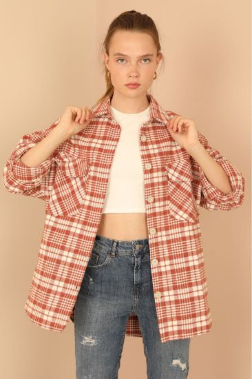 Picture of Cachet Woven Basen Six Size Oversize Loose Oduncu Woman Shirt Terra Cotta Tile