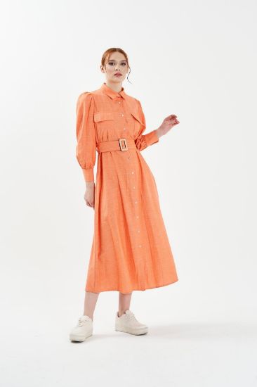 Picture of Linen Belted Long Maxi Shirt Dress