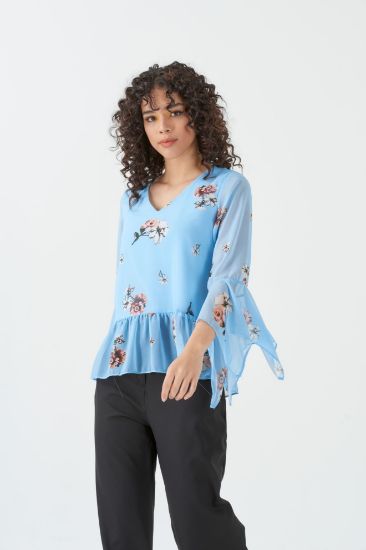 Picture of handles Ruffle V Neck Chiffon Blouse