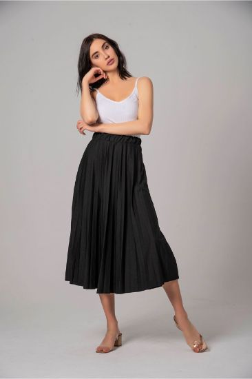 Picture of Likra Knitting Material Midi Size Comfortable Kalıp&#x20; Piliseli Woman Skirt Black