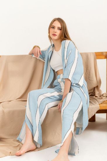 Picture of Müslin Material Comfortable Kalıp Striped Woman Trousers Bebemavi