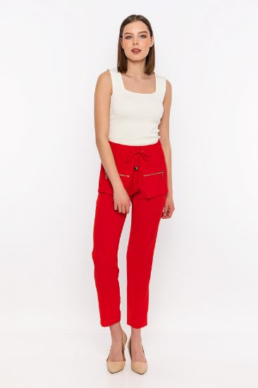 Picture of front Pocket Detailed High Waist Trousers