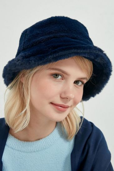 Picture of Peluş Material Woman Bucket Hat Navy Navy Blue